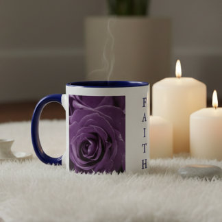 Faith Purple Roses 11oz Two-Tone Mug Blue Tasse