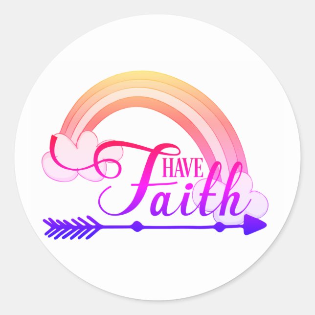 Faith Rainbow Runder Aufkleber (Vorderseite)