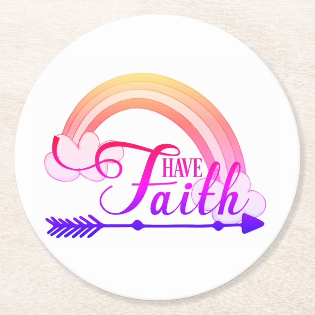 Faith Rainbow Runder Pappuntersetzer (Vorderseite)