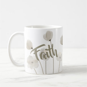 Faith Religious Beige Watercolor Wildblume Floral Kaffeetasse