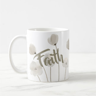 Faith Religious Beige Watercolor Wildblume Floral Kaffeetasse