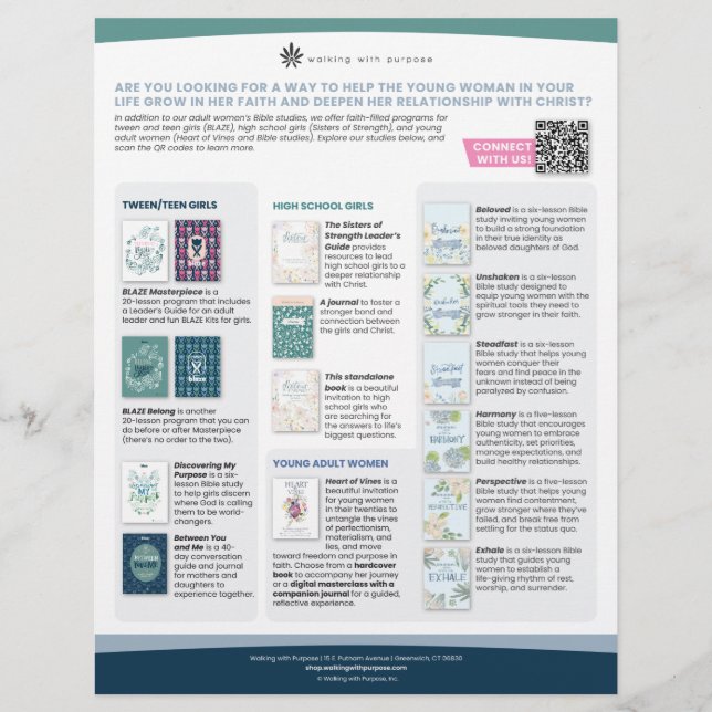 Faith Resources for Girls and Young Women Flyer (Vorne)