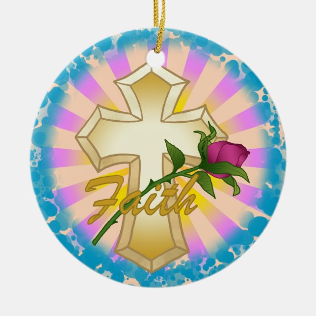 Faith Rose Christlich Cross Ornament (Vorne)
