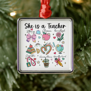 Faith She is Teacher Gift Ornament Aus Metall