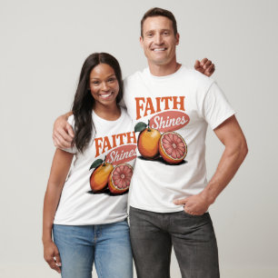 Faith Shines Orange Grapefruit Retro Christliches T-Shirt