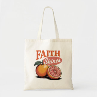 Faith Shines Orange Grapefruit Retro Christliches  Tragetasche