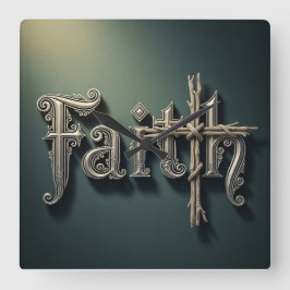 Faith Square Acrylic Wall Clock -Religious decor Quadratische Wanduhr