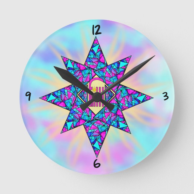 Faith ~ Star Round Clock Runde Wanduhr (Vorderseite)