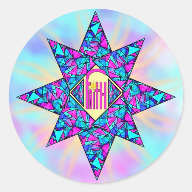 Faith ~ Star Runder Aufkleber (Vorderseite)