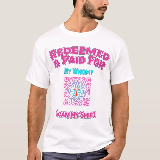 Faith Statement-Shirt mit QR-Code-Beispiellink T-Shirt (Vorderseite)