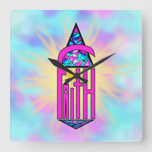 Faith ~ Steeple Quadratische Wanduhr