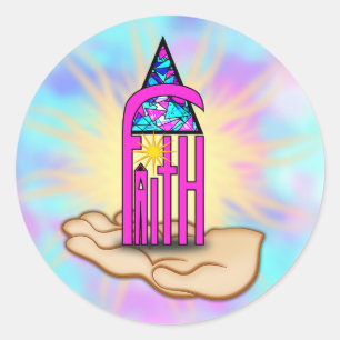 Faith ~ Steeple Runder Aufkleber