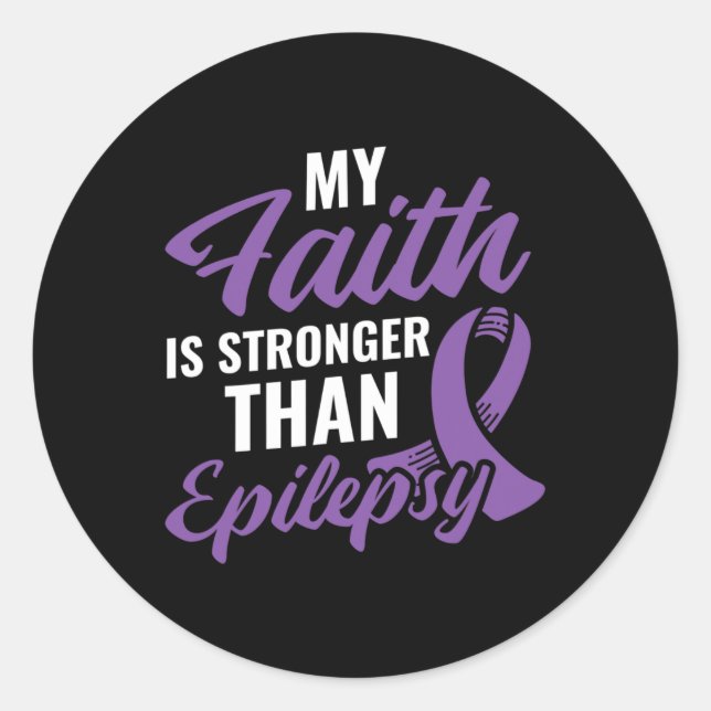 Faith Stronger als Epilepsy Epilepsy Awareness Pa Runder Aufkleber (Vorderseite)