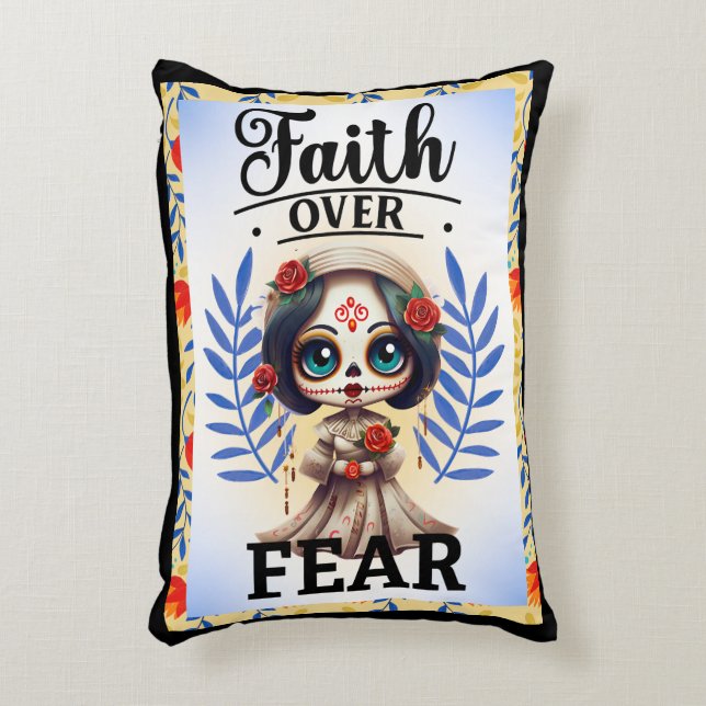 Faith Sugar Skull Dekokissen (Vorderseite(Vertikal))