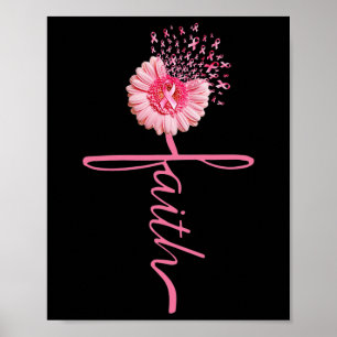 Faith Sunflower Pink Ribbon Brustkrebs Auswarenes Poster