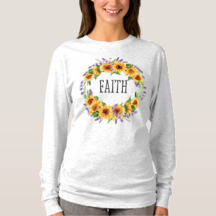 Faith Sunflower und Lavender Floral Wreath T-Shirt