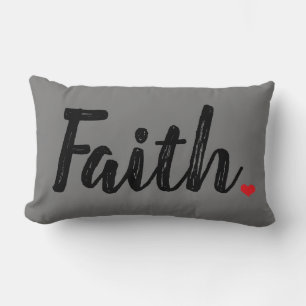 FAITH Textur Buchstaben mit rotem HERZ Lumbar Kiss Lendenkissen
