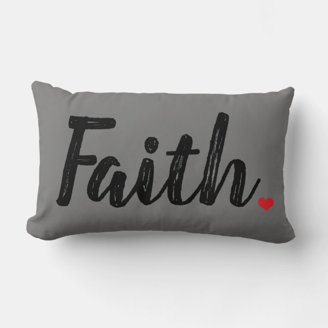 FAITH Textur Buchstaben mit rotem HERZ Lumbar Kiss Lendenkissen (Vorderseite)