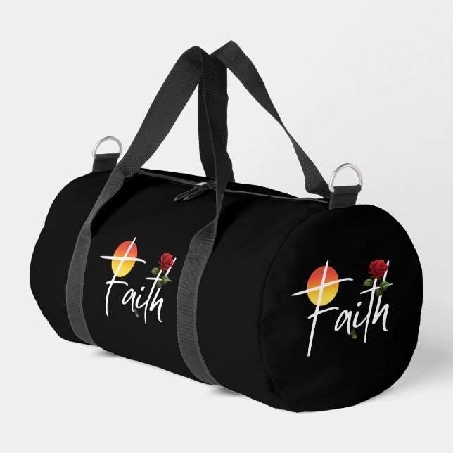 Faith Typografie mit Rose Duffle Bag (Linke Seite)
