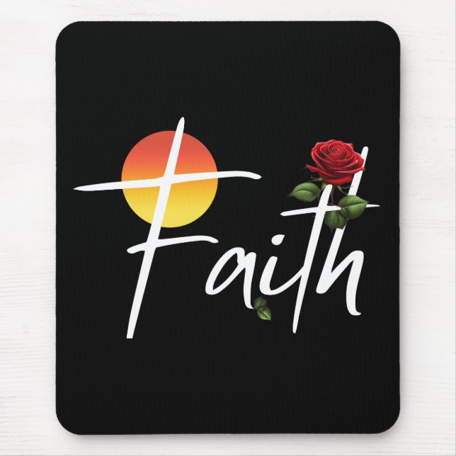 Faith Typografie mit Rose Mousepad (Vorne)