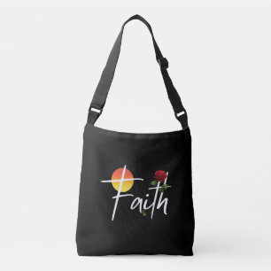 Faith Typografie mit Rose Tragetaschen Mit Langen Trägern