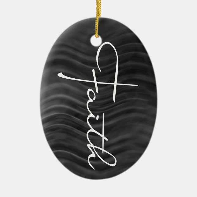 Faith Typografy Christlich Black and White Modern Keramik Ornament (Vorne)
