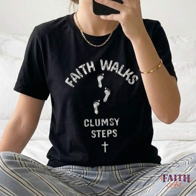 Faith Walks, Clumsy Steps – Funny Christian Footpr Tri-Blend Shirt (Von Creator hochgeladen)