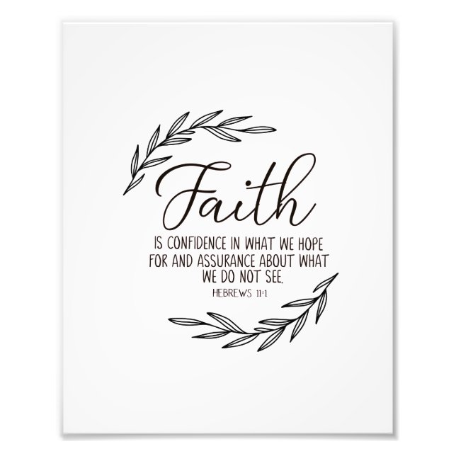 Faith Wall Art, Bible Verse, Hebräer 11:1 Fotodruck (Vorne)