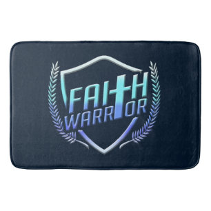 Faith Warrior Christian Blue Badematte