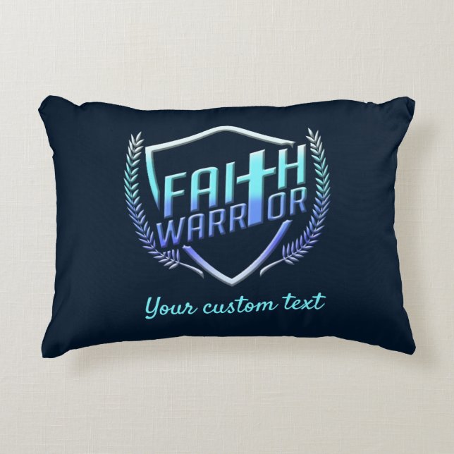 Faith Warrior Christian Blue Dekokissen (Vorderseite)