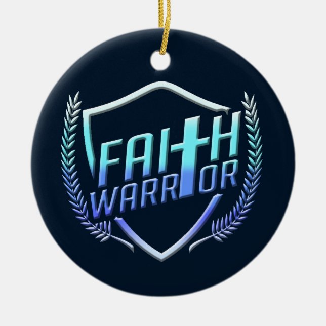 Faith Warrior Christian Blue Keramik Ornament (Vorne)
