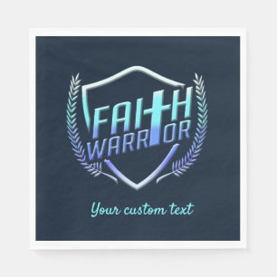 Faith Warrior Christian Blue Serviette