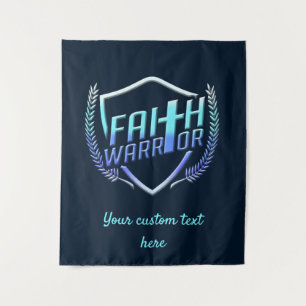 Faith Warrior Christian Blue Wandteppich