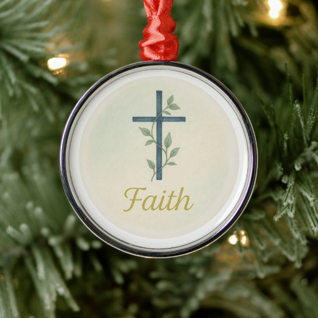 “Faith” Watercolor Christmas Ornament Aus Metall (Baum)