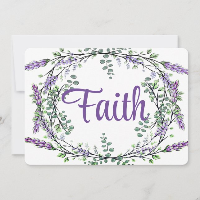 Faith watercolor Lavender Eucalyptus romantic Einladung (Vorderseite)
