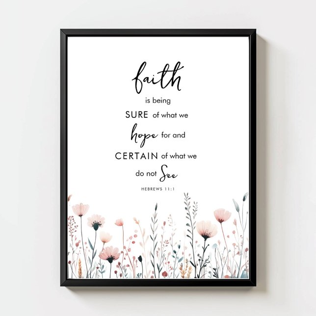 Faith Watercolor Wildflowers Bible Verse Print Poster (Von Creator hochgeladen)