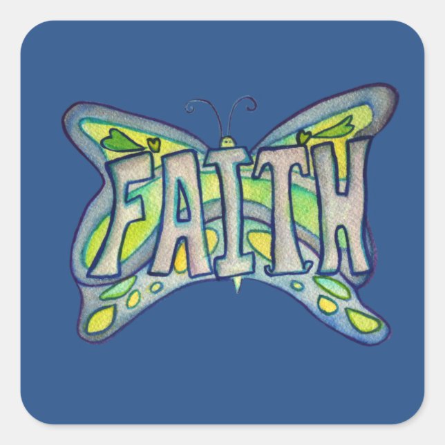 Faith Word Art Blue Butterfly Sticker Decks (Vorderseite)