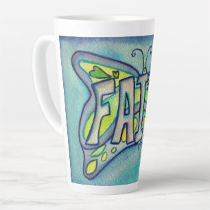 Faith Word Art Blue Butterfly Wing Cup Latte Tasse