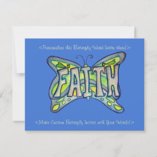 Faith Word Art Butterfly Wings Custom Einladungen