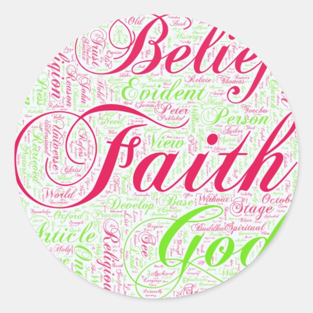 Faith Word Art Red and Green Runder Aufkleber (Vorderseite)