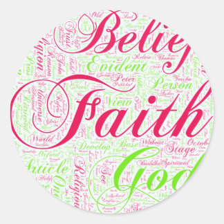 Faith Word Art Red and Green Runder Aufkleber