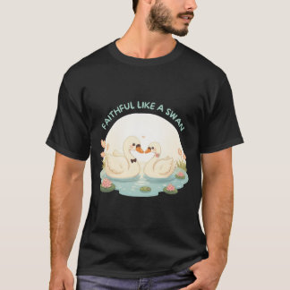 Faithful Like a Swan – Cute Swan Couple Illustrati T-Shirt