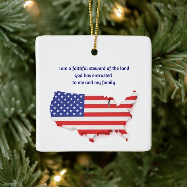 Faithful Steward of USA - Square  Keramikornament (Baum)