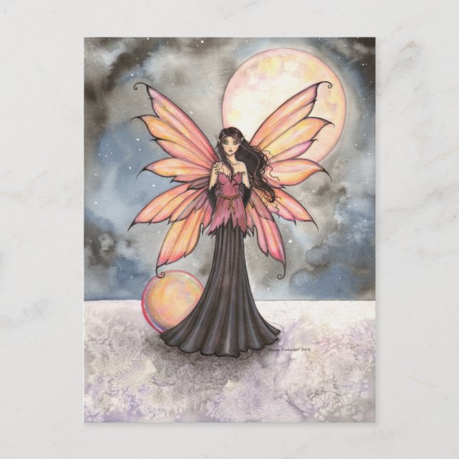 Faiy and Full Moon Fantasy Art Postkarte (Vorderseite)