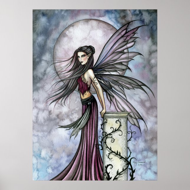 Faiy mit Full Moon Fantasy Art Poster (Vorne)