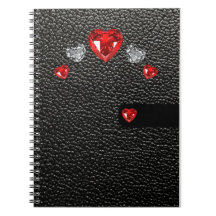 Fake aus schwarzem Leder mit roten Steinen und wei