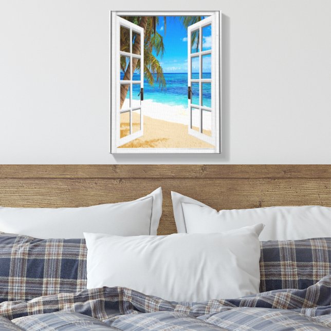 Fake "Beach Ocean View" Leinwanddruck (Insitu (Schlafzimmer))