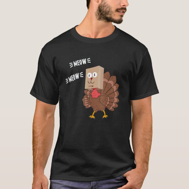 Fake Cat Meow Thanksgiving Turkey T-Shirt (Vorderseite)