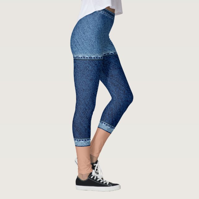Fake Denim kurz blau Leggings (Rechts)