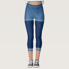 Fake Denim kurz blau Leggings